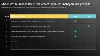 Checklist To Successfully Implement Problem Management Process