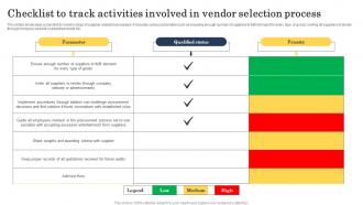 Checklist To Track Activities Involved In Vendor Selection Process