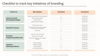 Checklist To Track Key Initiatives Of Branding Effective Brand Management
