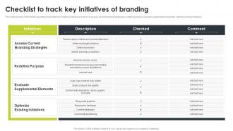 Checklist To Track Key Initiatives Of Branding