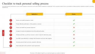 Checklist To Track Personal Selling Process