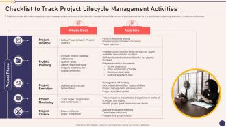 Checklist To Track Project Lifecycle Project Managers Playbook