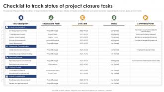 Checklist To Track Status Of Project Closure Tasks Mastering Project Management PM SS