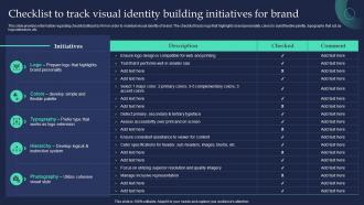 Checklist To Track Visual Identity Building Initiatives Brand Strategist Toolkit For Managing Identity