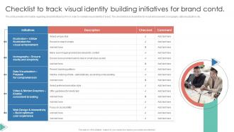 Checklist To Track Visual Identity Building Initiatives For Leverage Consumer Connection Through Brand