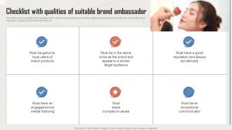 Checklist With Qualities Of Suitable Brand Incorporating Influencer Marketing In WOM Marketing MKT SS V