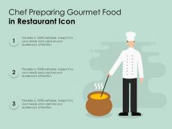 Chef Preparing Gourmet Food In Restaurant Icon