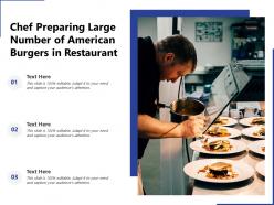 Chef preparing large number of american burgers in restaurant
