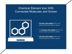 Chemical element icon with connected molecules and screen