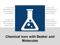 Chemical icon with beaker and molecules