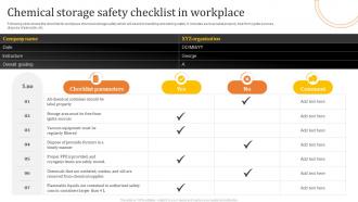Chemical Storage Safety Checklist In Workplace