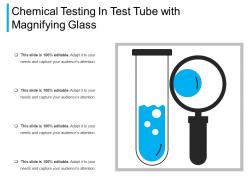 Chemical testing in test tube with magnifying glass