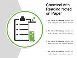 Chemical with reading noted on paper