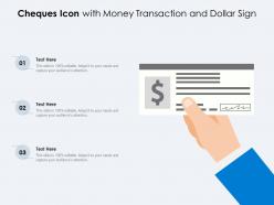 Cheques icon with money transaction and dollar sign