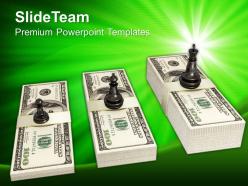 Chess figures on dollar notes business powerpoint templates ppt themes and graphics