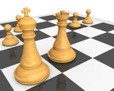Chess pawns with leadership concept stock photo