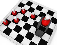 Chessboard with pawn as leader stock photo
