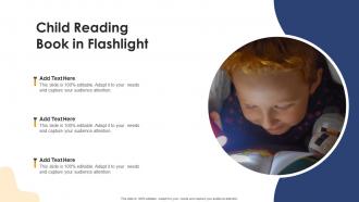 Child reading book in flashlight