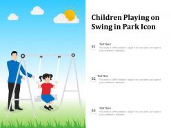 Children playing on swing in park icon