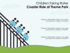 Children taking roller coaster ride at theme park
