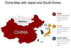 China map with japan and south korea