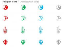Chinese hindu bauddh sikh religion symbols ppt icons graphics