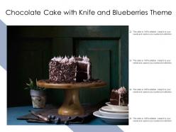 Chocolate cake with knife and blueberries theme