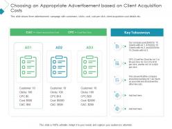 Choosing an appropriate advertisement based on client acquisition costs ppt ideas