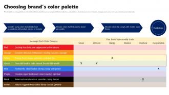 Choosing Brands Color Palette Branding Rollout Plan Ppt Layouts Graphics