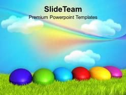 Christ easter eggs with rainbow theme powerpoint templates ppt backgrounds for slides