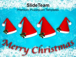 Christian christmas set of red santa hats celebrating templates ppt backgrounds for slides