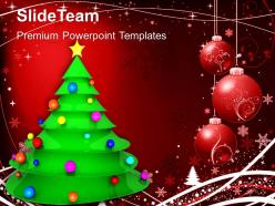 Christian christmas tree with balls powerpoint templates ppt backgrounds for slides