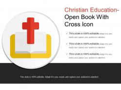 Christian education open book with cross icon