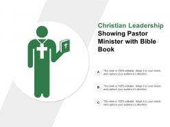 Christian leadership showing pastor minister with bible book