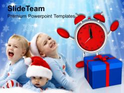Christmas Background Present With Clock Celebration Holidays Templates Ppt For Slides