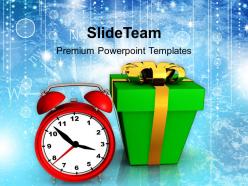 Christmas background present with clock shapes powerpoint templates ppt for slides