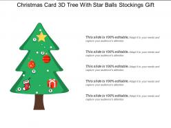 Christmas card 3d tree with star balls stockings gift