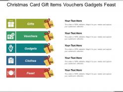 Christmas card gift items vouchers gadgets feast