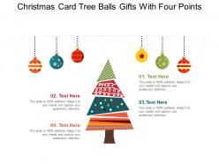 Christmas card tree balls gifts with four points