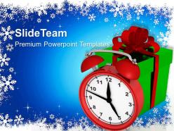 Christmas clipart greetings alarm clock with gifts event powerpoint templates ppt for slides