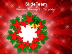 Christmas greetings decorative flowers and wreath holidays powerpoint templates ppt background
