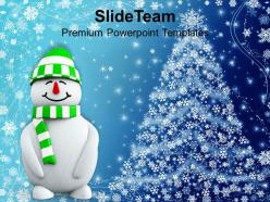 Christmas greetings snowman with background powerpoint templates ppt backgrounds for slides