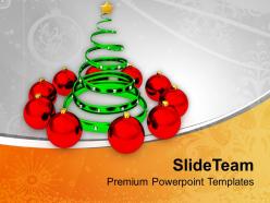 Christmas holiday tree with red balls powerpoint templates ppt backgrounds for slides