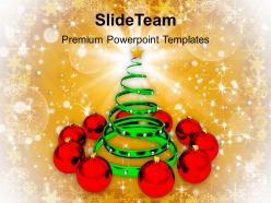 Christmas holiday tree with red baubles events powerpoint templates ppt backgrounds for slides