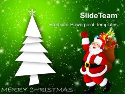 Christmas holiday tree with santa claus holidays powerpoint templates ppt backgrounds for slides