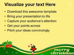 Christmas image red single candy cane with flower templates ppt background for slides