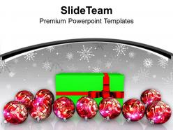 Christmas lights vintage balls and gift green wrapping powerpoint templates ppt backgrounds