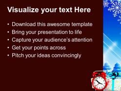 Christmas message bells gifts with alarm clock festival powerpoint templates and themes