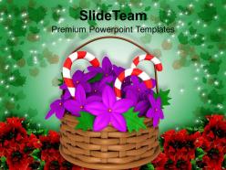 Christmas message clip art flower basket with candies powerpoint templates ppt backgrounds for slides