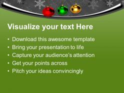 Christmas ornament colourful balls hanging powerpoint templates ppt backgrounds for slides